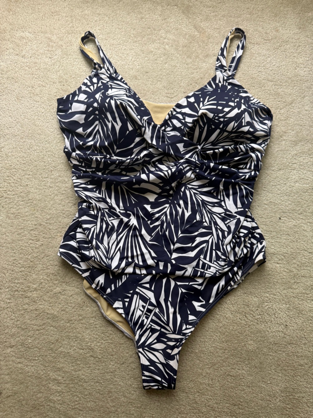 Swimsuits For All Navy and White Tropical-Print Swim Shorts